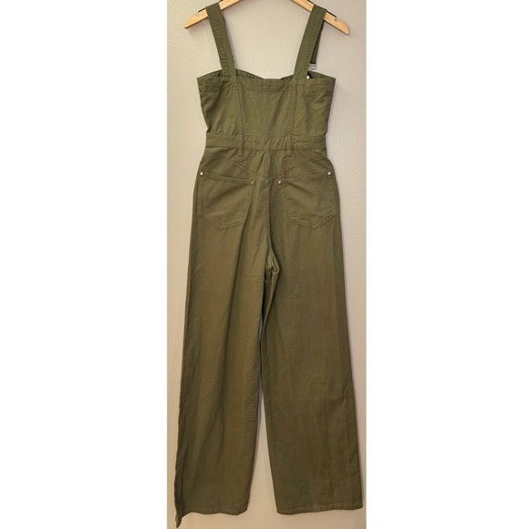 NWT WeWoreWhat Cotton Linen Bustier Jumpsuit in Olive Green Overalls Wide Leg - Picture 5 of 10